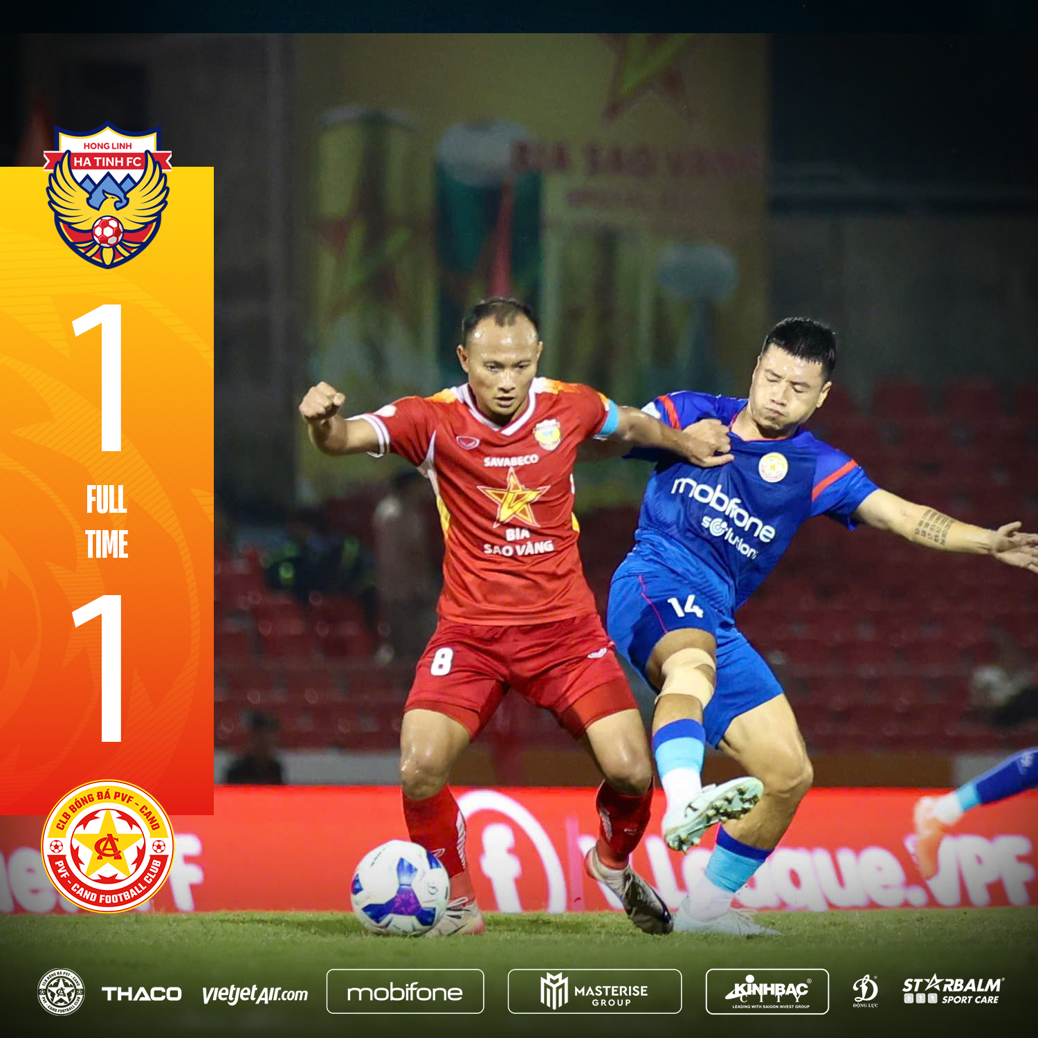 Hai đội hòa nhau với tỷ số 1-1