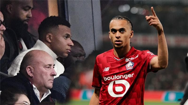 Kylian Mbappe trên khán đài sân Pierre-Mauroy