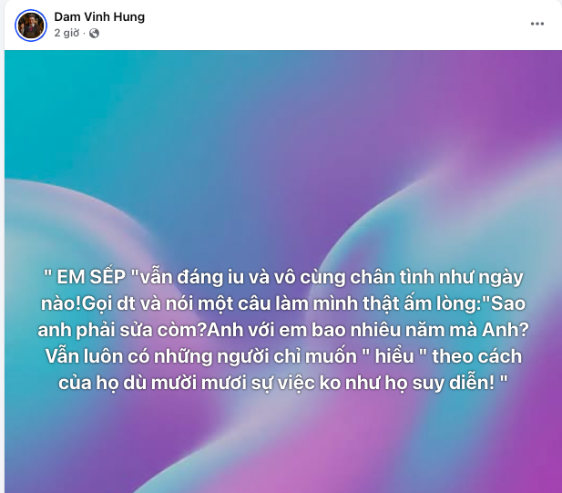 Chia sẻ mới của Đàm Vĩnh Hưng về cuộc gọi từ NSND Xuân Bắc Chia sẻ mới của Đàm Vĩnh Hưng
