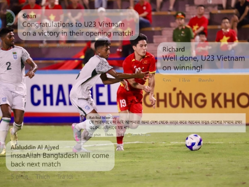 Cổ động viên châu Á ăn mừng chiến thắng U23 Việt Nam
