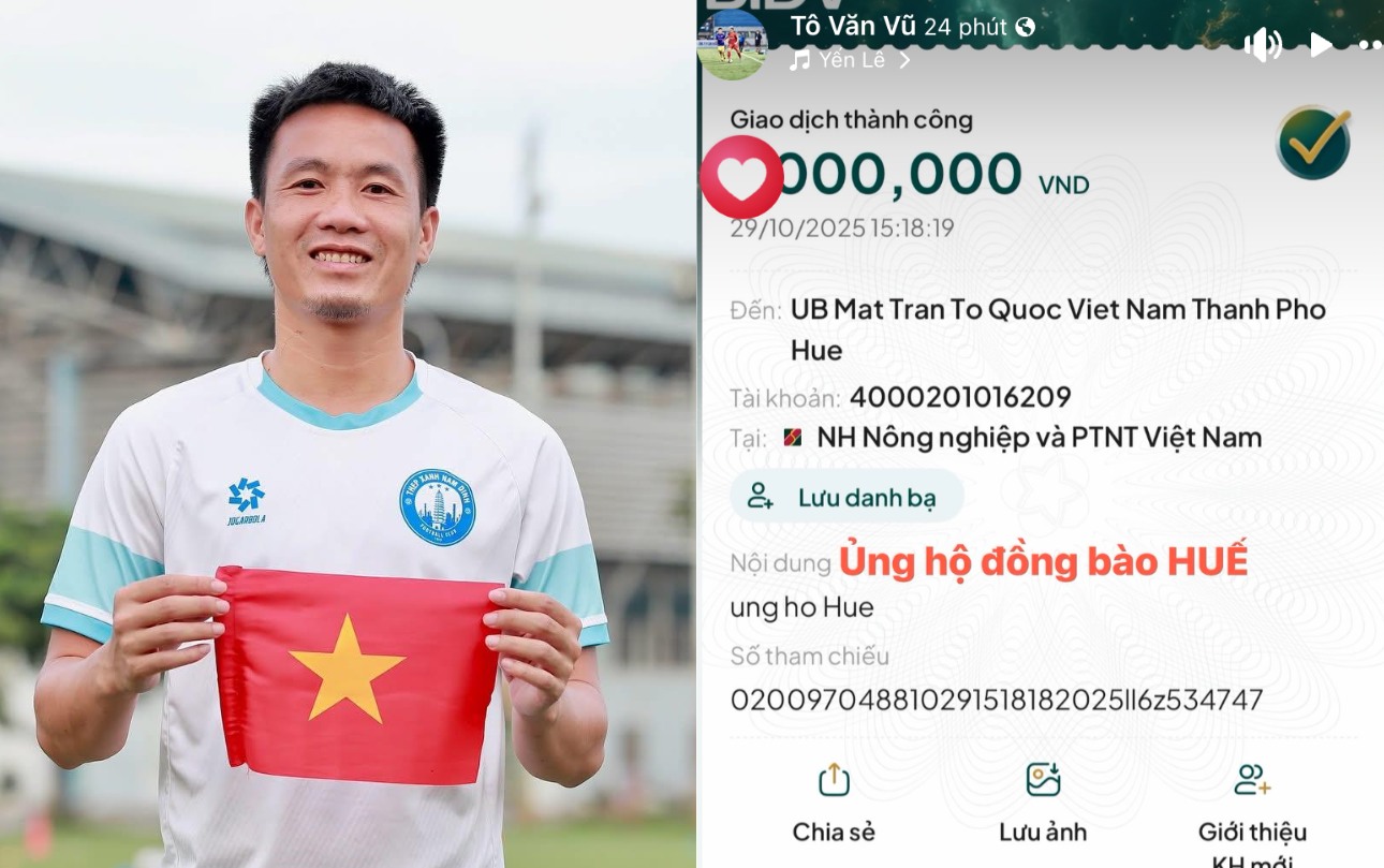 Ấm lòng tình đồng bào: Quang Hải, Duy Mạnh và dàn cầu thủ Việt ủng hộ bà con vùng lũ- Ảnh 3. Tấm lòng của Văn Vũ
