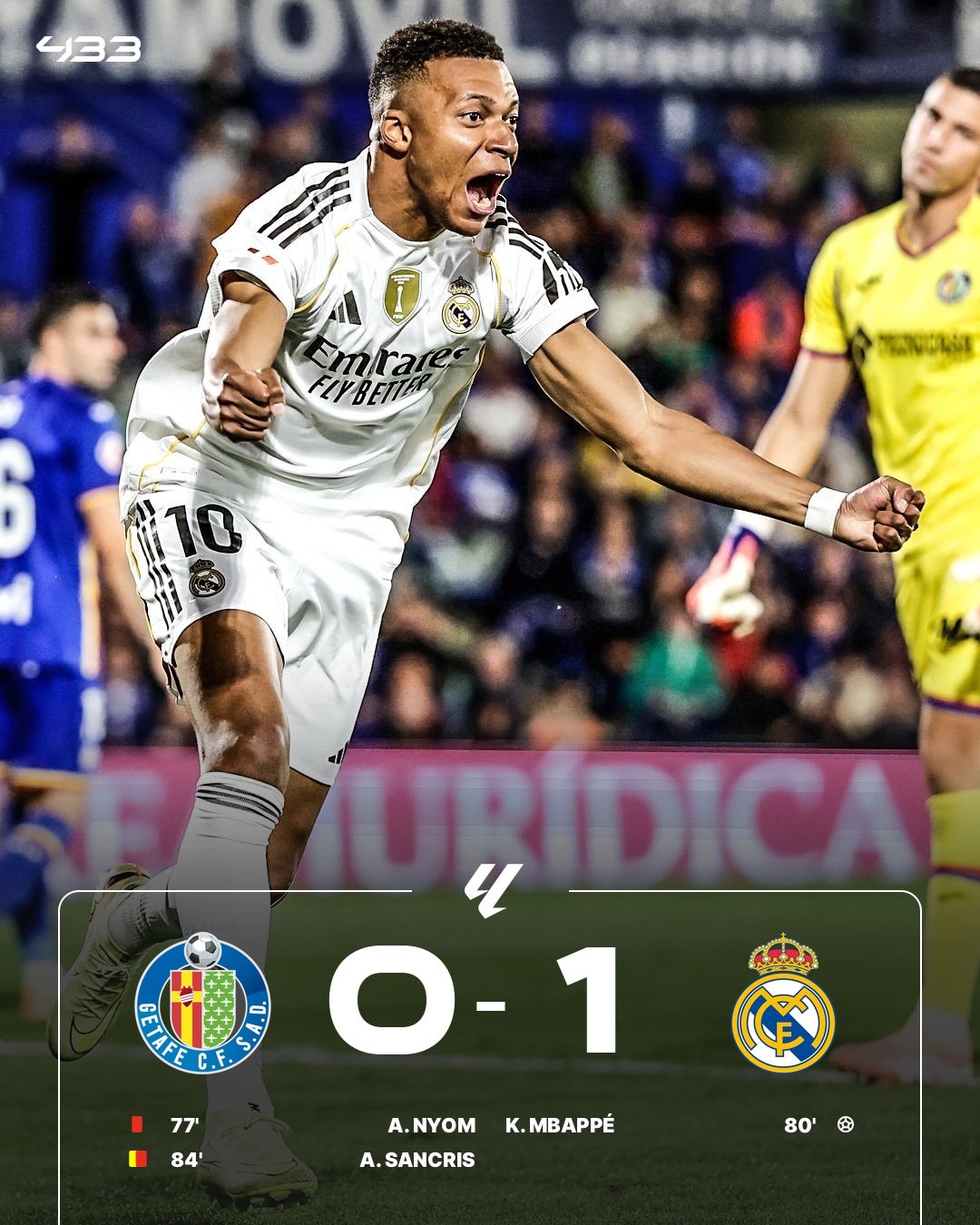Mbappe ăn mừng bàn thắng duy nhất vào lưới Getafe