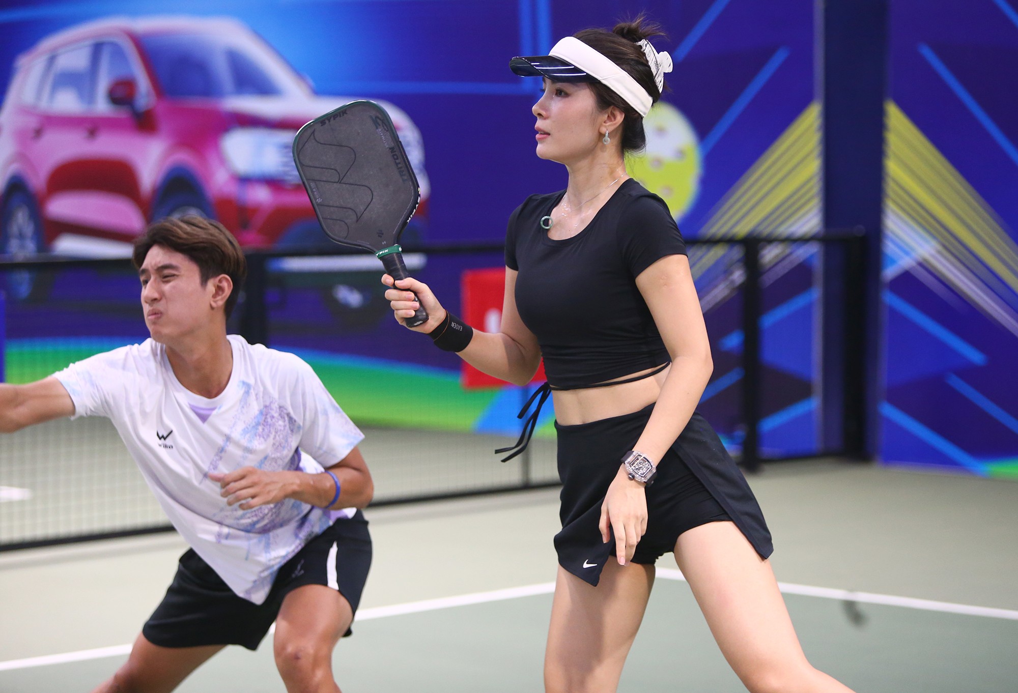 Lê Nhàn gây ấn tượng với kỹ thuật và phản xạ nổi bật. Mỹ nhân Lê Nhàn tỏa sáng tại giải pickleball Champion 2025