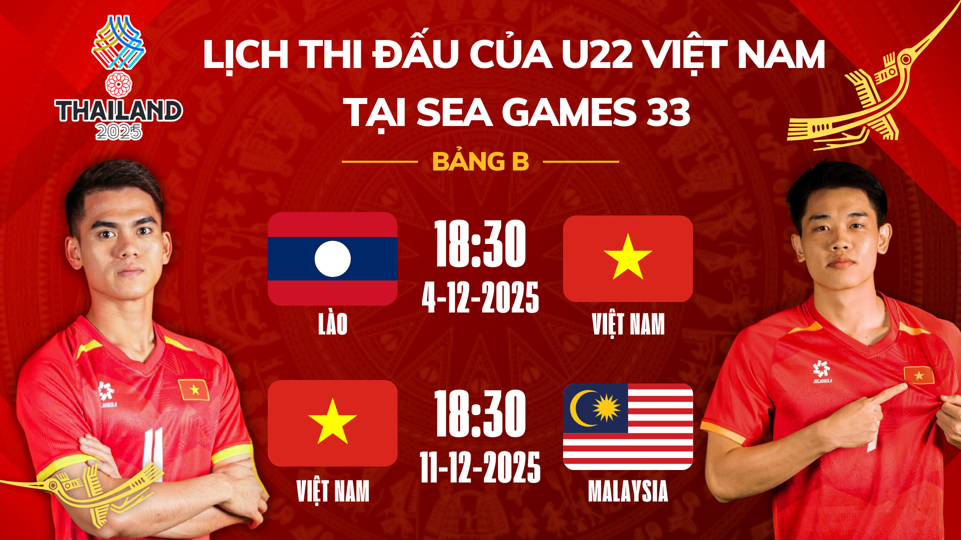 U22 Việt Nam hướng tới HCV- Ảnh 2. Lịch thi đấu bảng B của tuyển U22 Việt Nam tại SEA Games 33