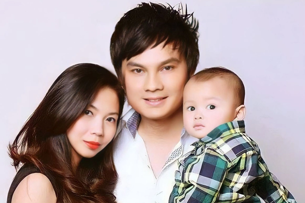 Nam nghệ sĩ và vợ con bên Mỹ.