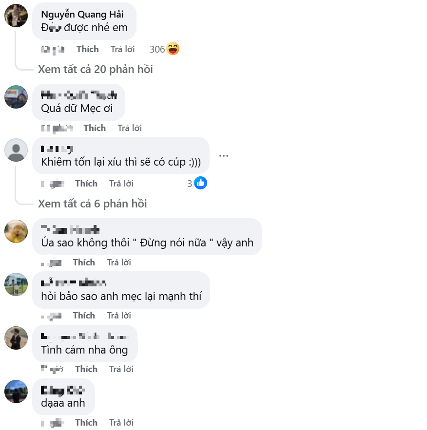 Bình luận gây chú ý của Quang Hải Bình luận gây chú ý của Quang Hải trên bài đăng của Maris