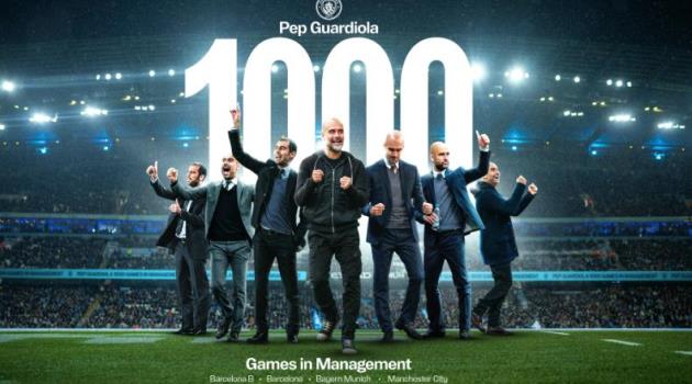 Pep vừa cán mốc đặc biệt trong sự nghiệp cầm quân. Pep Guardiola bước vào trận thứ 1000 dẫn dắt đội bóng