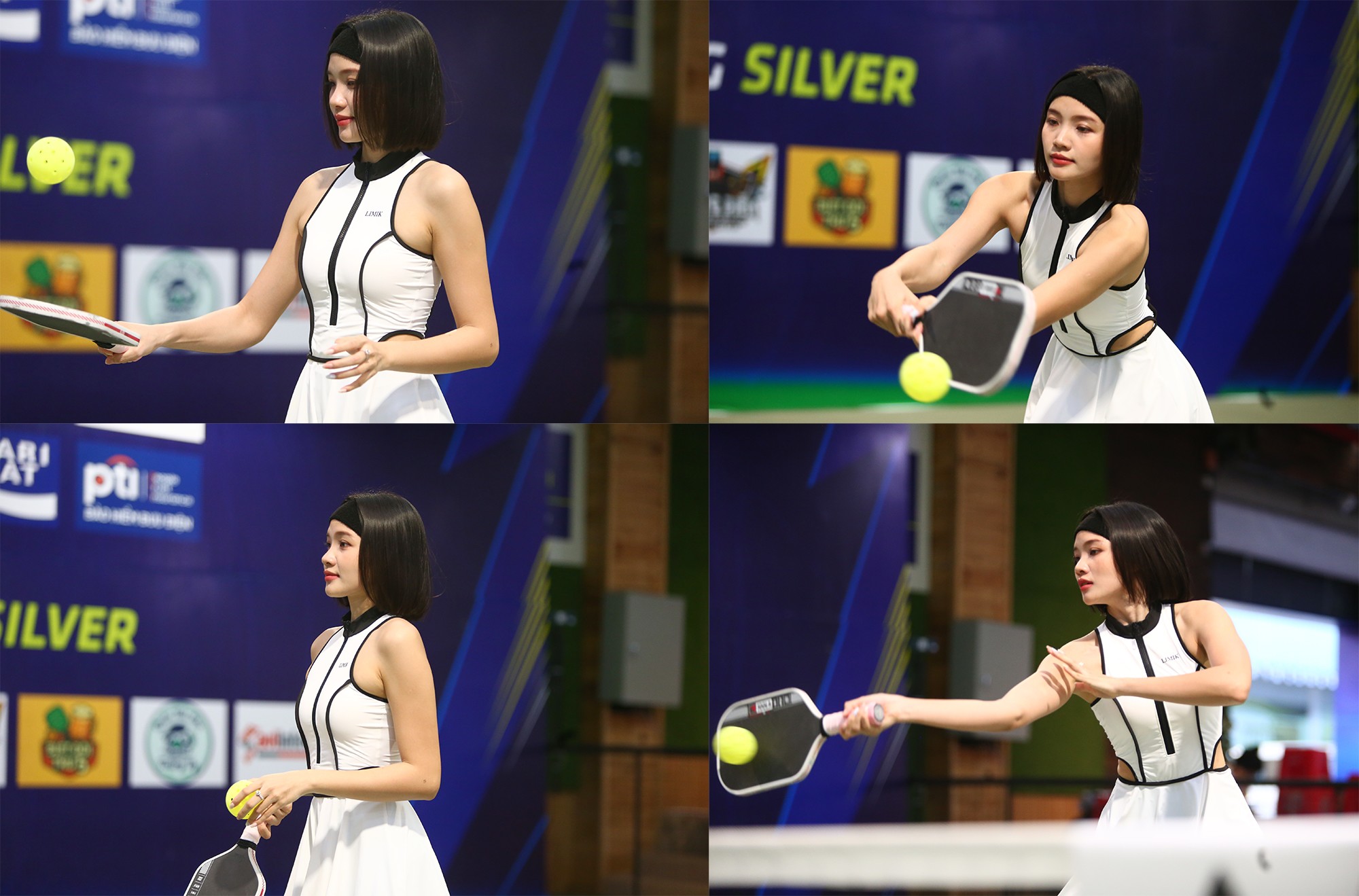 Người mẫu Hoài Phương sở hữu nhan sắc nổi bật tại giải. Hoài Phương tham gia thi đấu pickleball với phong thái tự tin