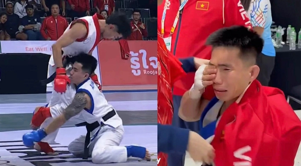 Võ sĩ Việt Nam bật khóc sau trận thua đầy tranh cãi trước đối thủ Thái Lan tại SEA Games - Ảnh 1. Võ sĩ Thái Lan phạm quy và nước mắt của Văn Nam sau trận thua tức tưởi