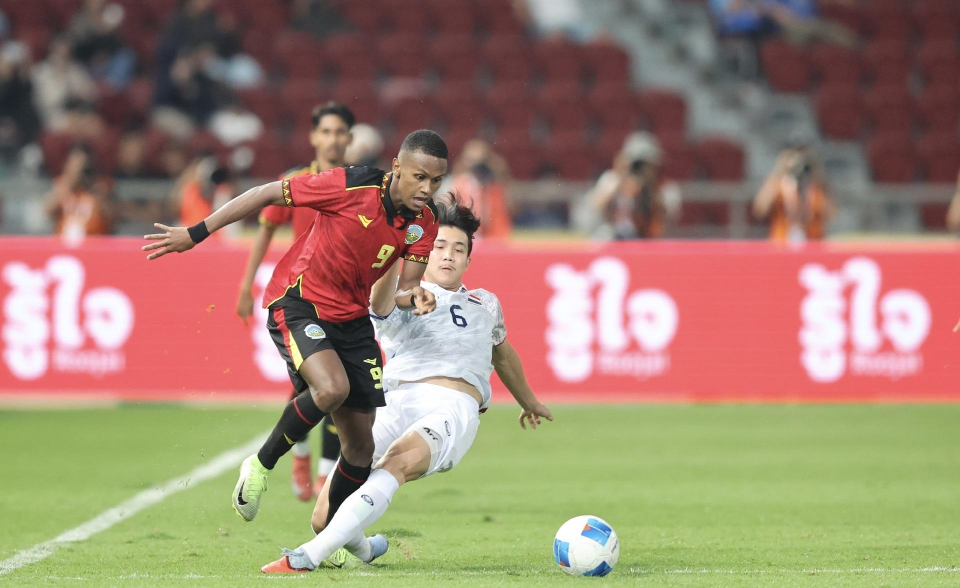 U22 Timor Leste suýt vươn lên dẫn trước ở hiệp 1.