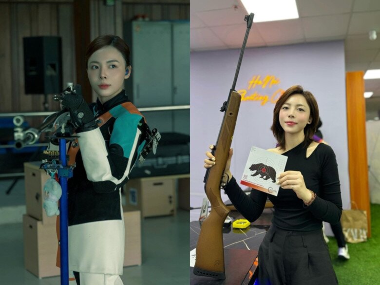 Thanh Thảo ghi điểm với vẻ đẹp rạng rỡ và thần thái mạnh mẽ đầy cuốn hút khi tập bắn. Thanh Thảo ghi điểm với vẻ đẹp rạng rỡ và thần thái mạnh mẽ đầy cuốn hút khi tập bắn.