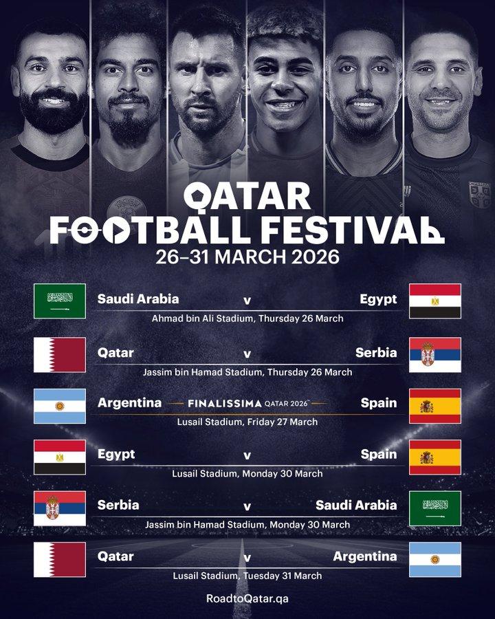 ĐT Argentina tham dự giải giao hữu Qatar Football Festival 2026