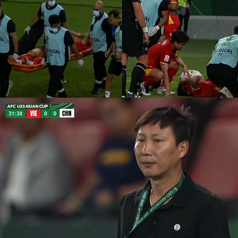 HLV Kim Sang-sik lo ra mặt khi Hiểu Minh chấn thương