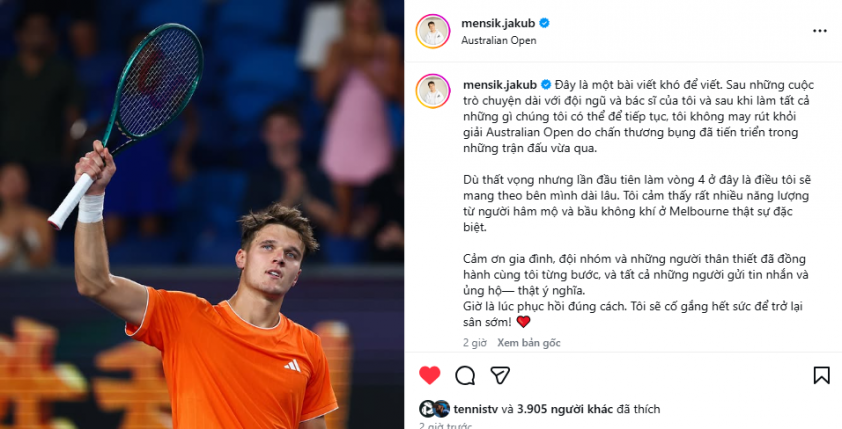 Djokovic vào tứ kết Australian Open 2026 mà không mất giọt mồ hôi nào 784859