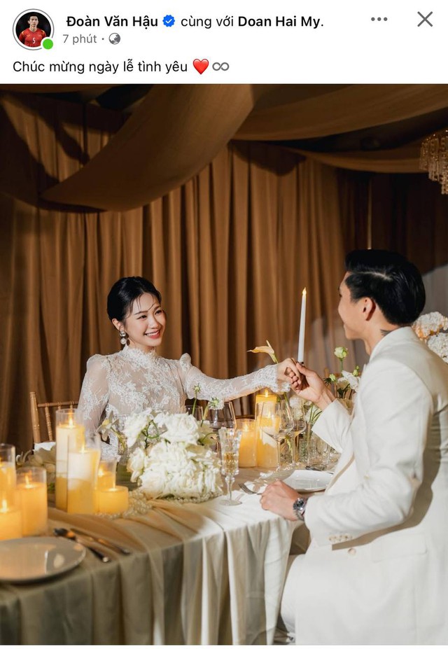 Văn Hậu và Doãn Hải My trong bữa tối Valentine