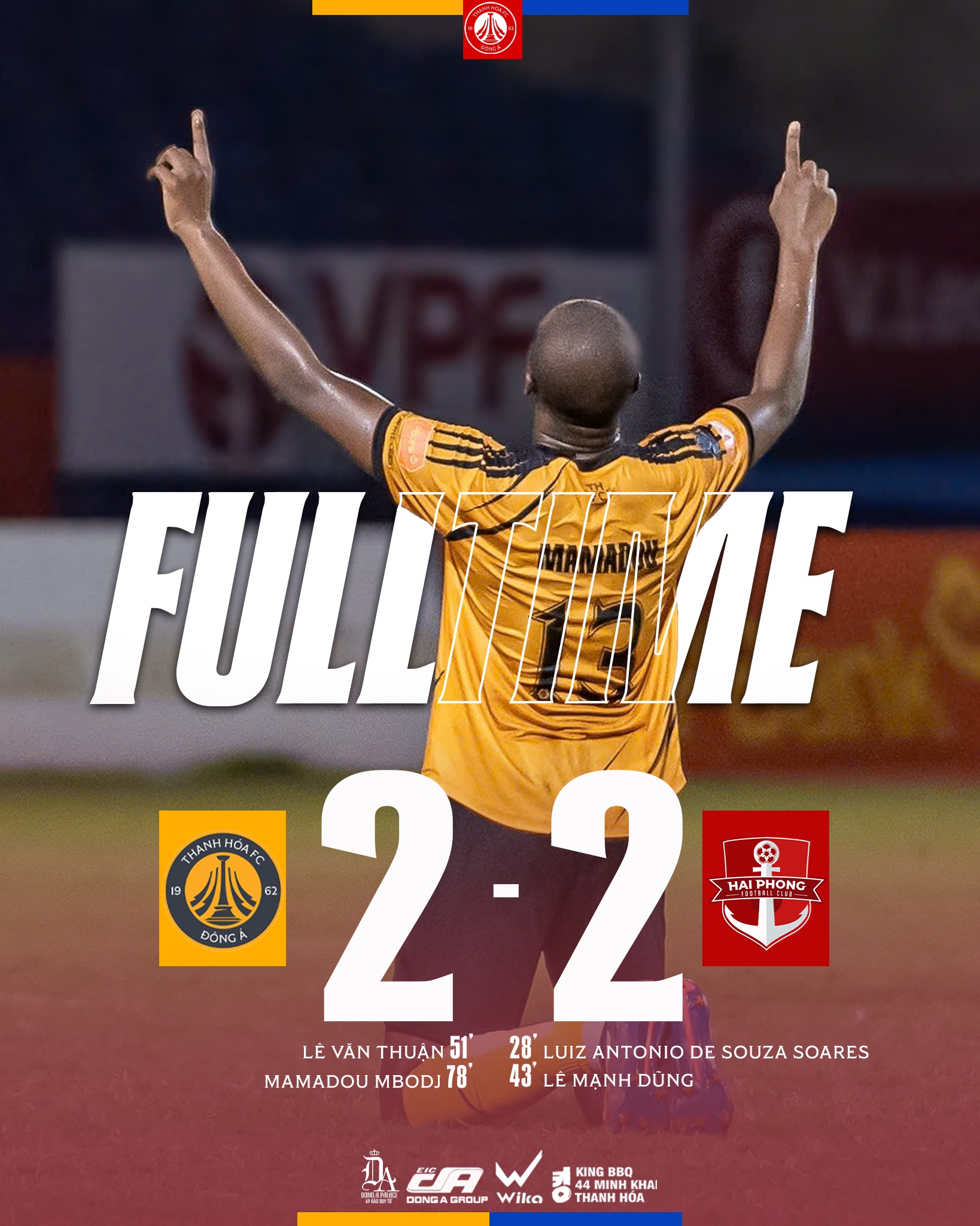 CLB Thanh Hóa hòa 2-2 trên sân nhà