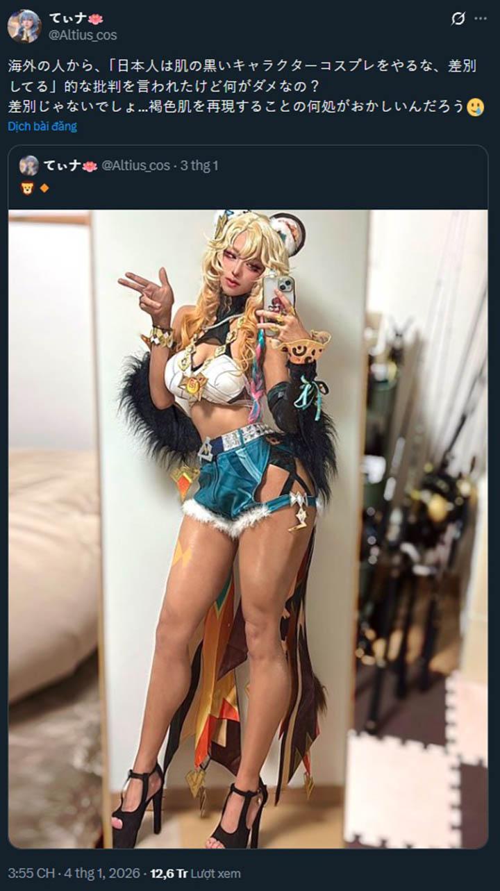 Cosplay như “xé truyện bước ra” với hơn 10 triệu view, coser vẫn bị chỉ trích vì chọn nhân vật da màu- Ảnh 4. Tranh luận về cosplay nhân vật có làn da màu đang gây chú ý
