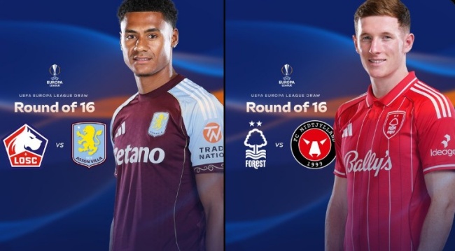 Hai đội bóng nước Anh,. Aston Villa và Nottingham ở vòng 16 đội Europa League. Hai đội bóng Anh Aston Villa và Nottingham tại vòng 16 đội Europa League