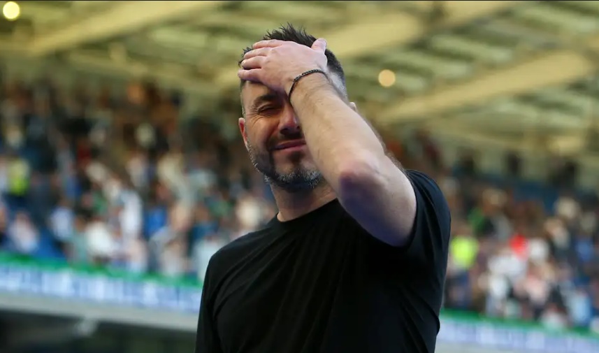 De Zerbi mất kiểm soát cảm xúc