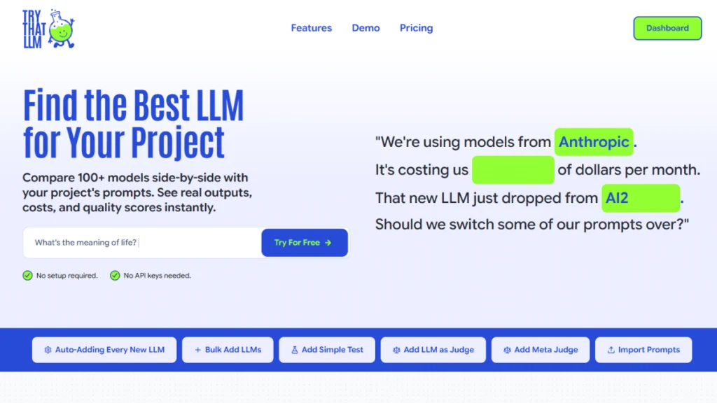 Dùng thử Try That LLM với credit miễn phí