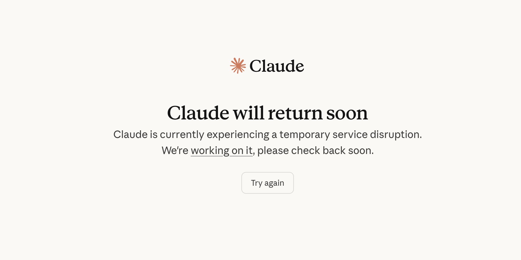Giao diện trạng thái dịch vụ với thông báo lỗi Thông báo lỗi trên nền tảng AI Claude