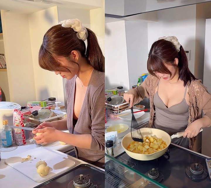 Làm clip nấu ăn, hot girl khiến cả trăm ngàn fan “xem không rời mắt”- Ảnh 4. Không gian quay clip ấm áp và quyến rũ của Mana Okite