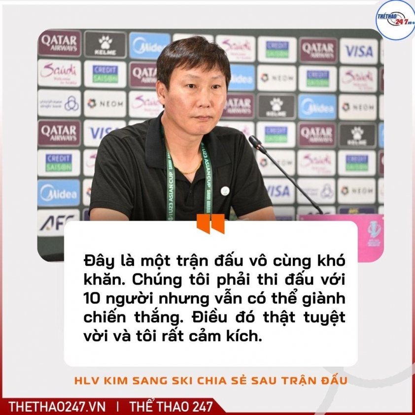 HLV Kim Sang Sik nghẹn ngào lên tiếng khi U23 Việt Nam thắng Hàn Quốc