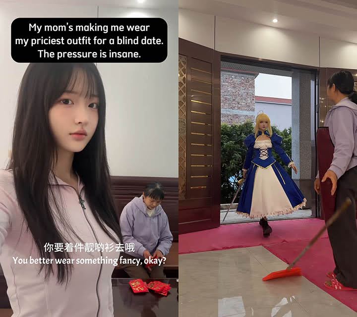 Bị mẹ bắt đi xem mắt với bộ đồ đắt nhất, coser xinh đẹp mặc chiến giáp khiến fan bật cười Coser mặc bộ giáp Saber đi xem mắt