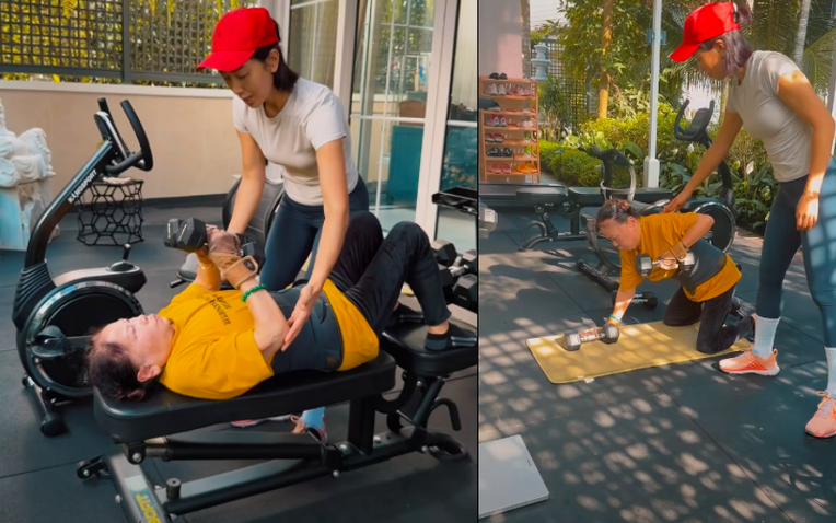 Thu Hương cùng mẹ chồng luyện tập