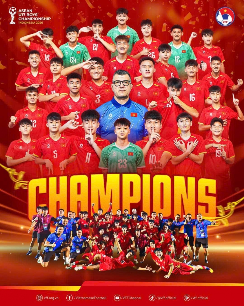 U17 Việt Nam chính thức trở thành đội vô địch nhiều nhất lịch sử U17 Đông Nam Á