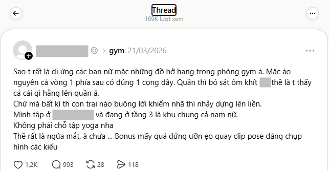 Bài đăng gây tranh cãi về trang phục gym