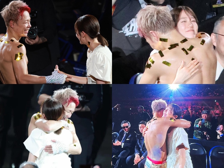 Takeru ôm Aoi sau chiến thắng