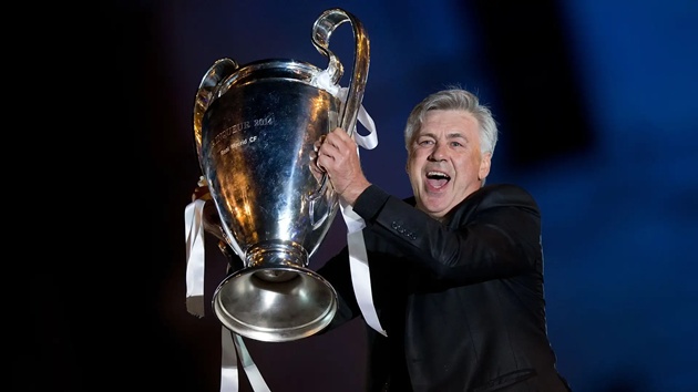 Ancelotti sở hữu 5 danh hiệu Champions League.