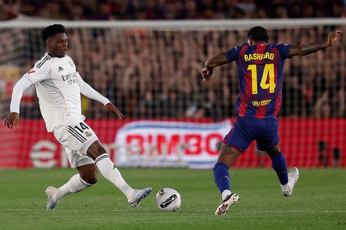 Tchouameni Rashford Tchouameni và Rashford trên sân tập