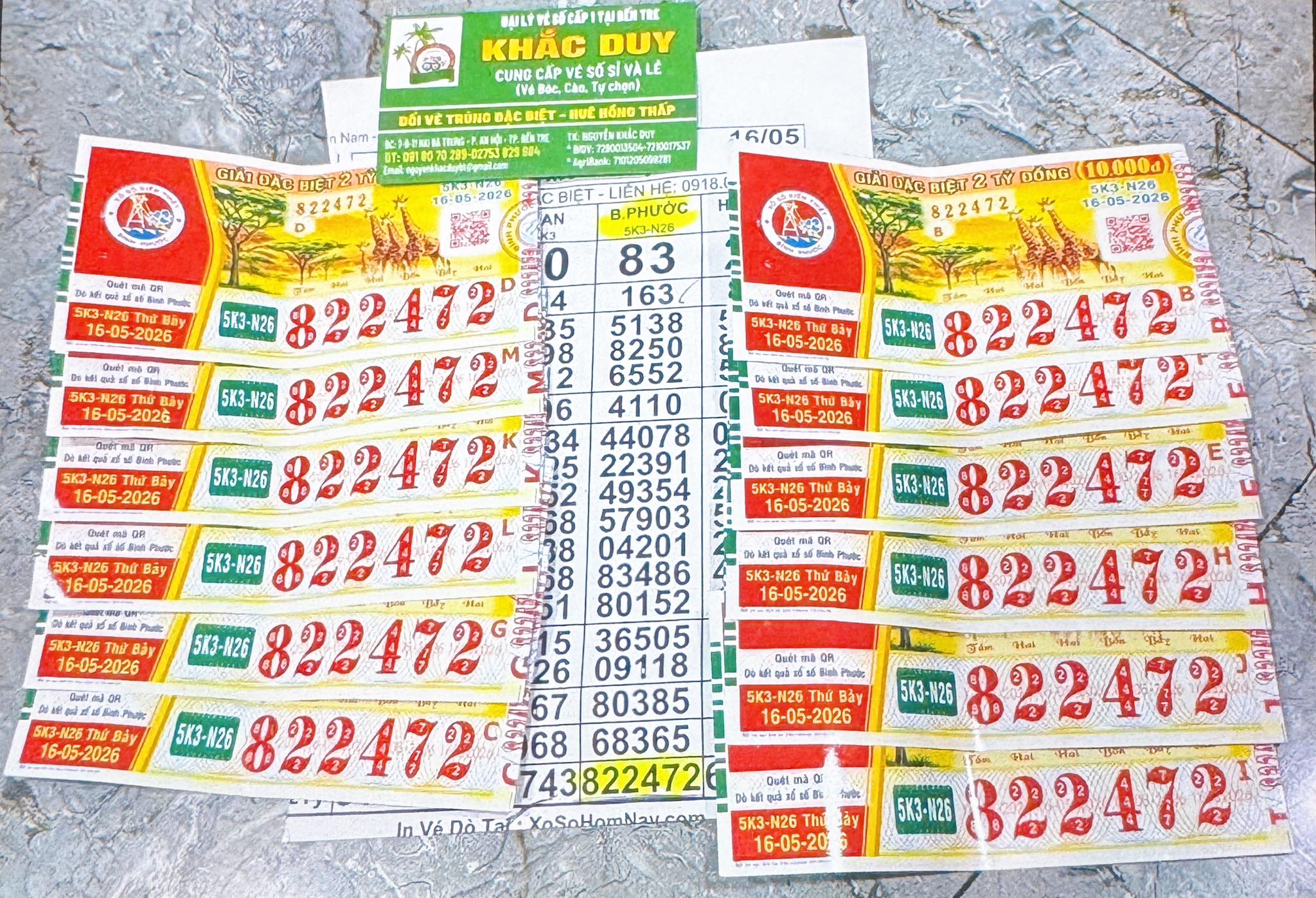 Giải độc đắc của vé số Bình Phước trúng tại tỉnh Vĩnh Long