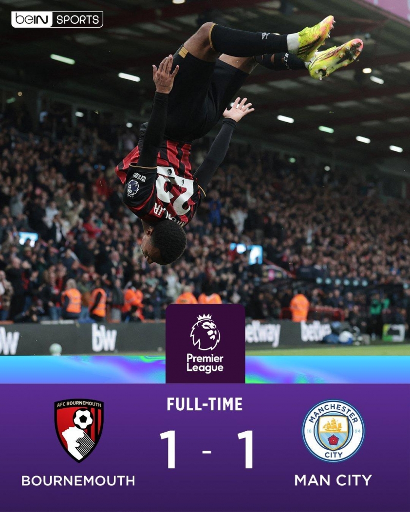 Man City hòa Bournemouth
