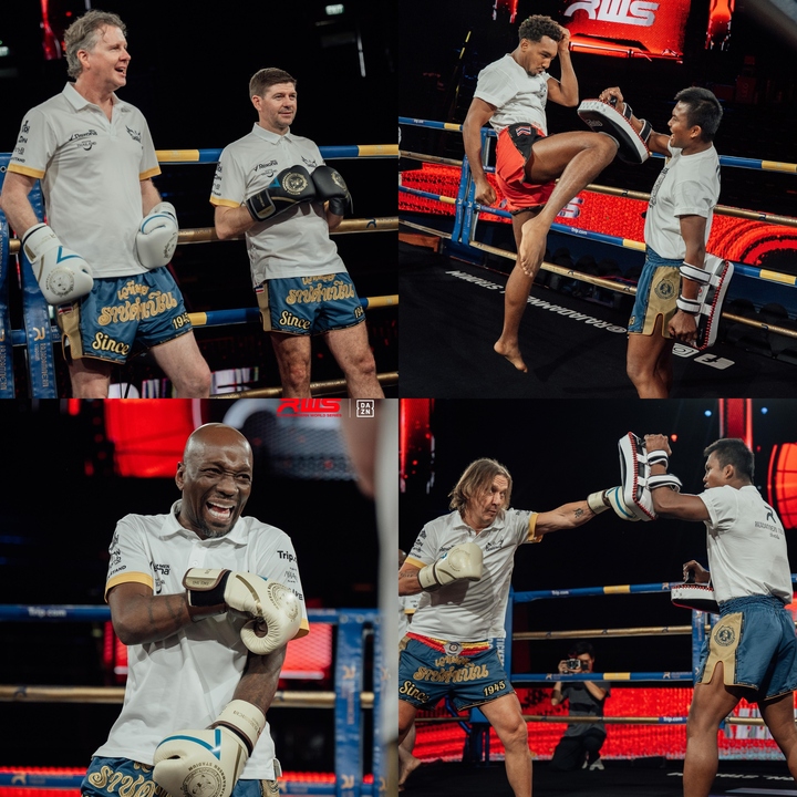Buakaw hướng dẫn kỹ thuật Muay Thái cho nhóm cựu cầu thủ