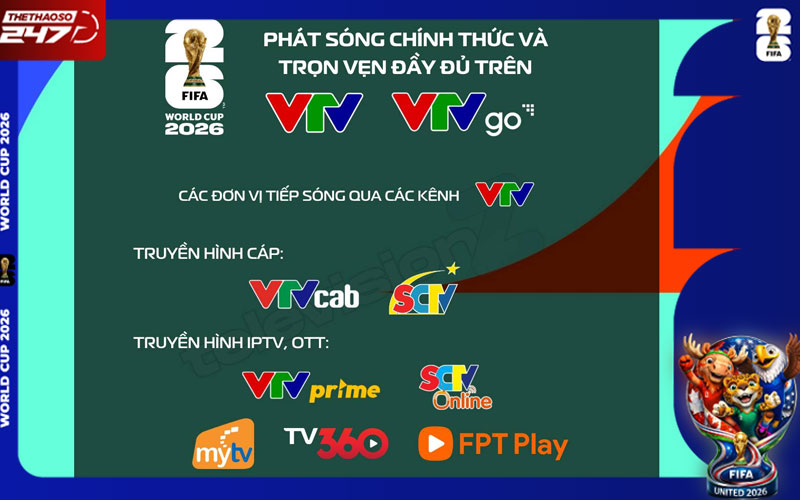 Xem World Cup 2026 trên điện thoại, Smart TV và Internet